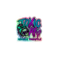 Toxic AF holographic lady skull sticker