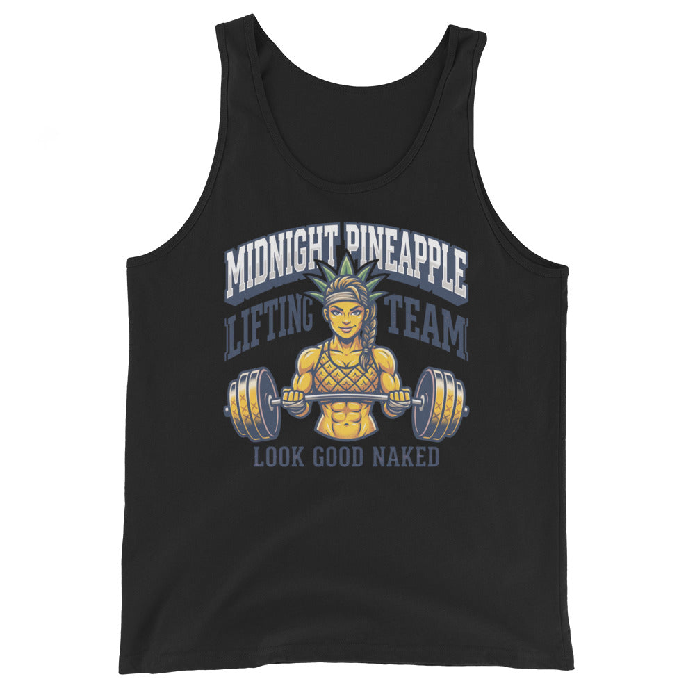 Midnight Pineapple Lifting Team women's soft tank in Black