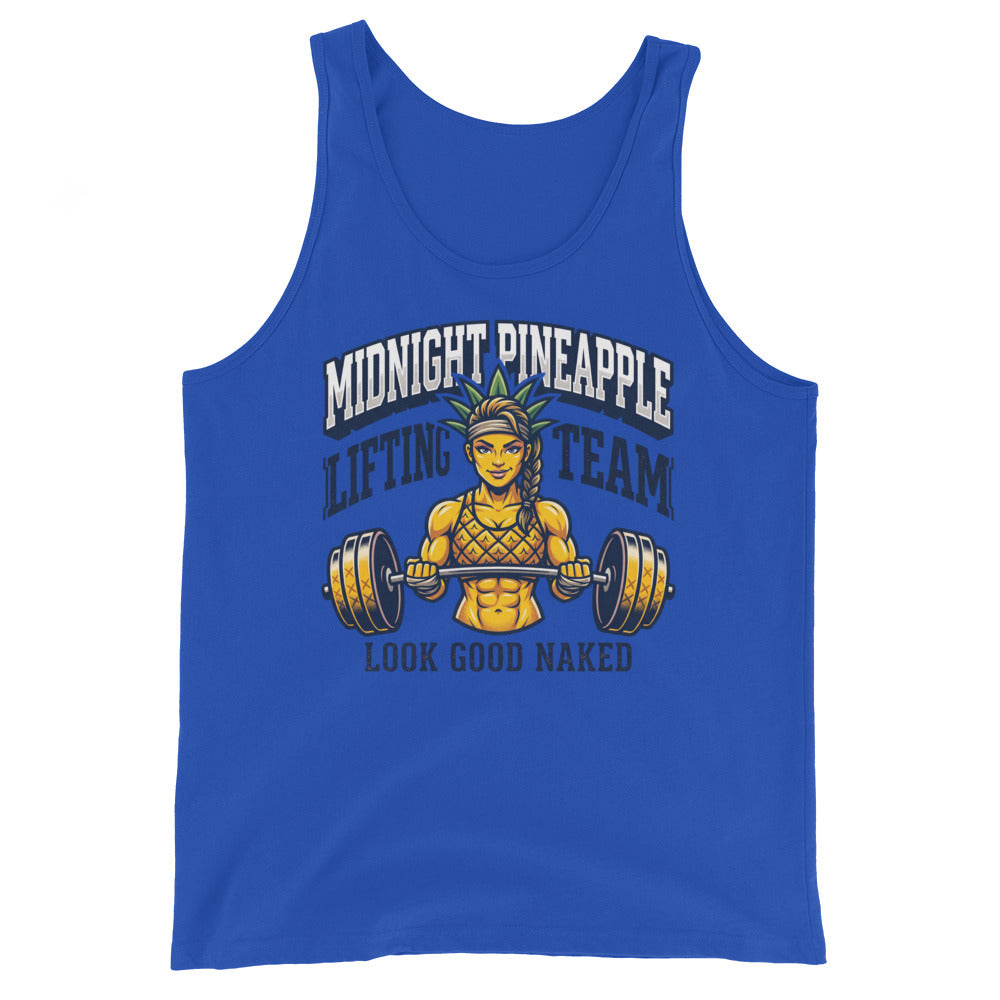 Midnight Pineapple Lifting Team women's soft tank in True Royal
