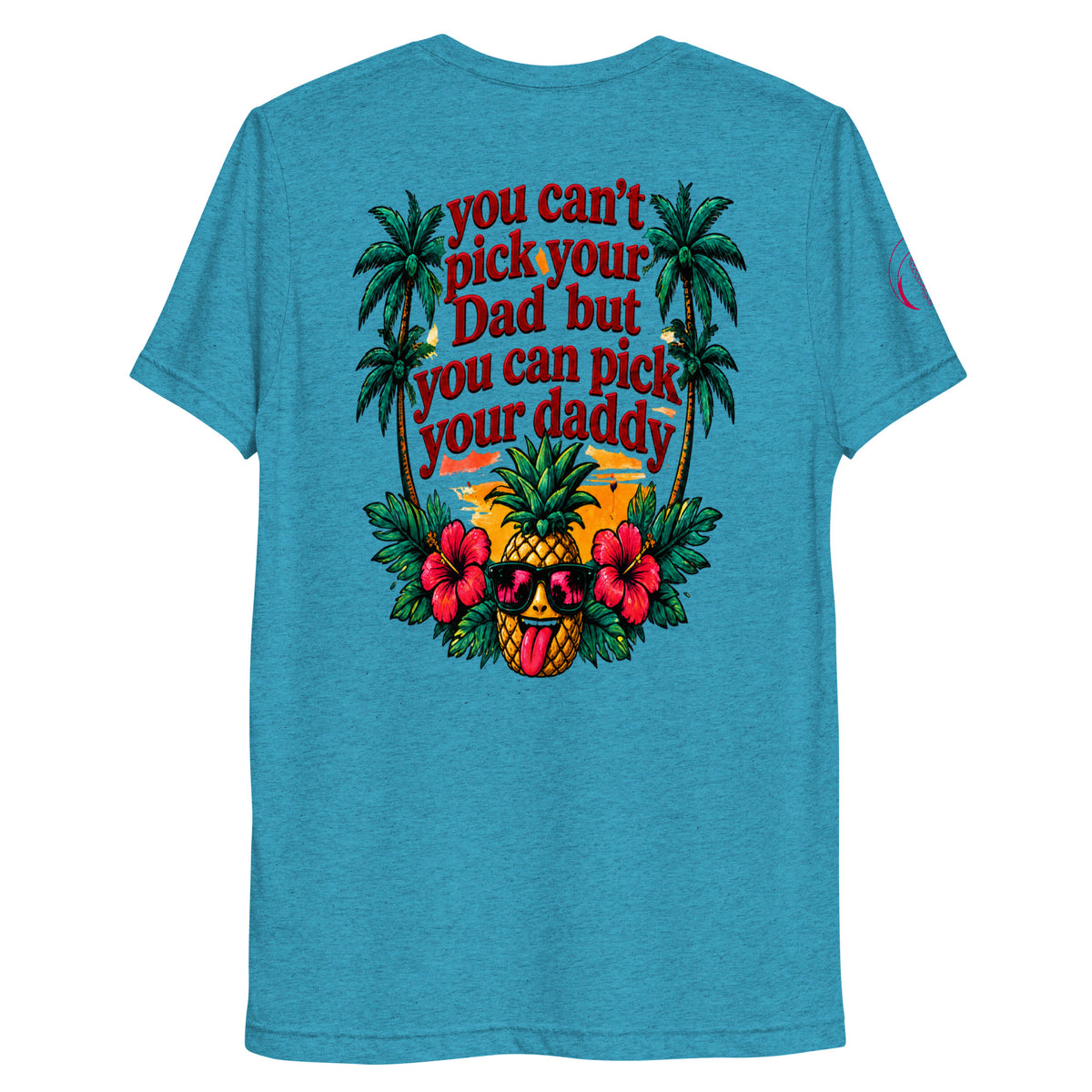 Pick Your Daddy retro pineapple soft tee in Aqua Triblend
