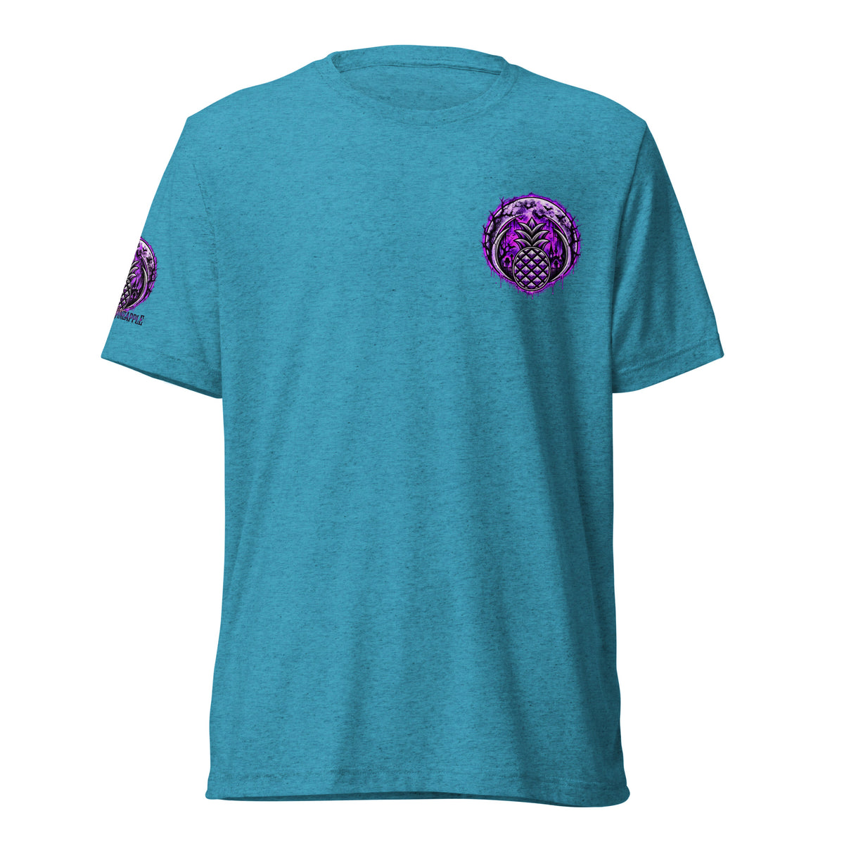 Purple Midnight Halloween pineapple tee in Aqua Triblend