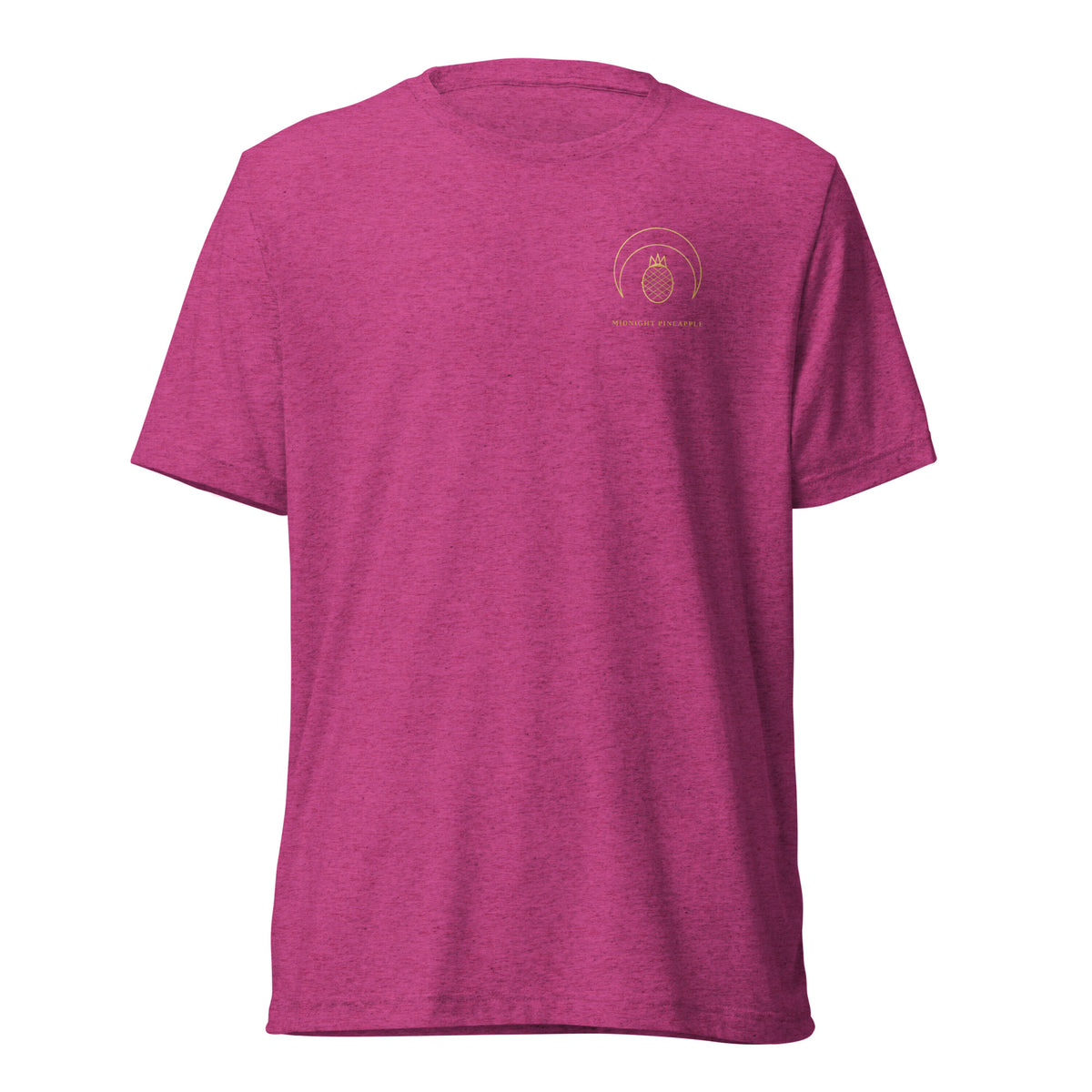 Midnight Pineapple gold logo soft tee in Berry Triblend