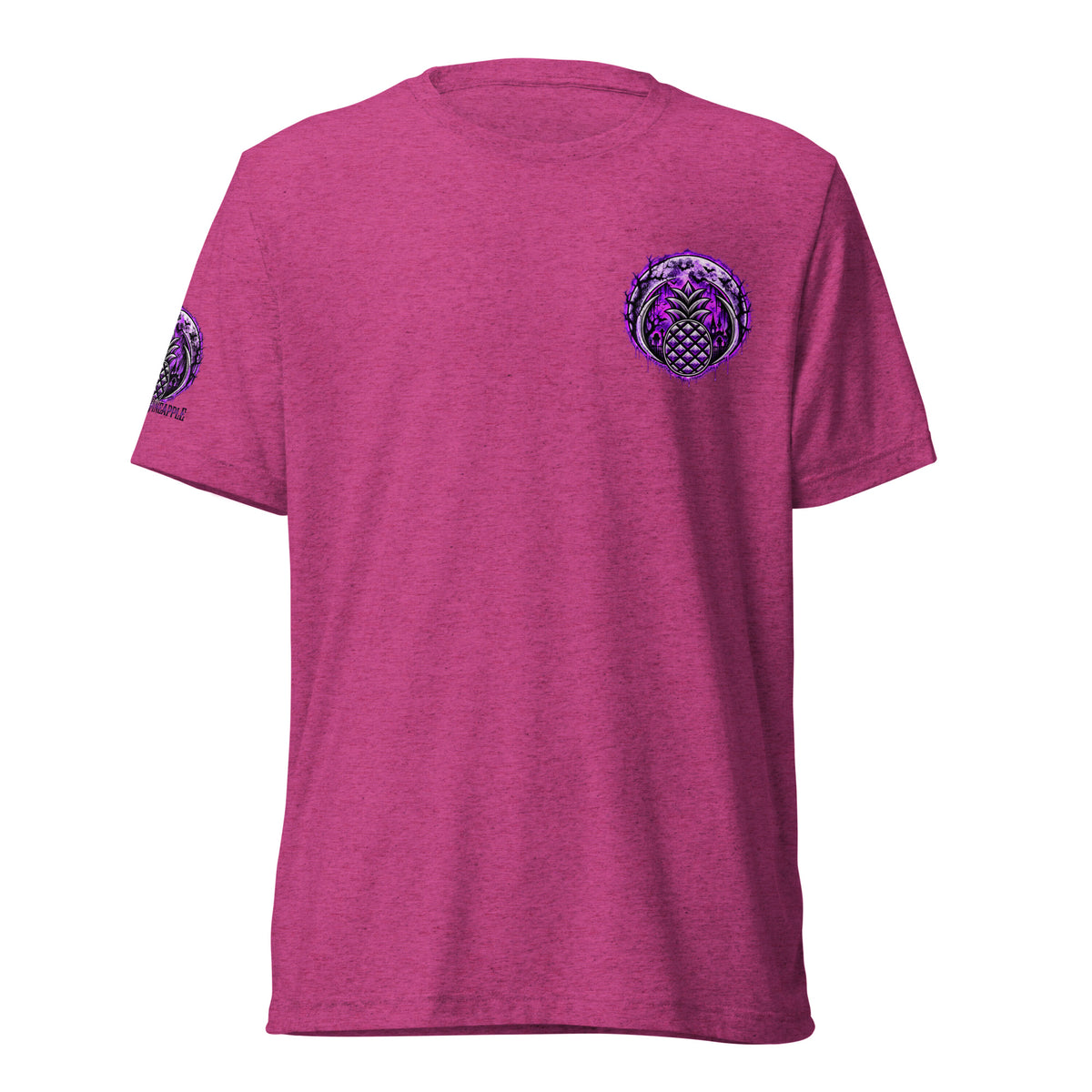 Purple Midnight Halloween pineapple tee in Berry Triblend