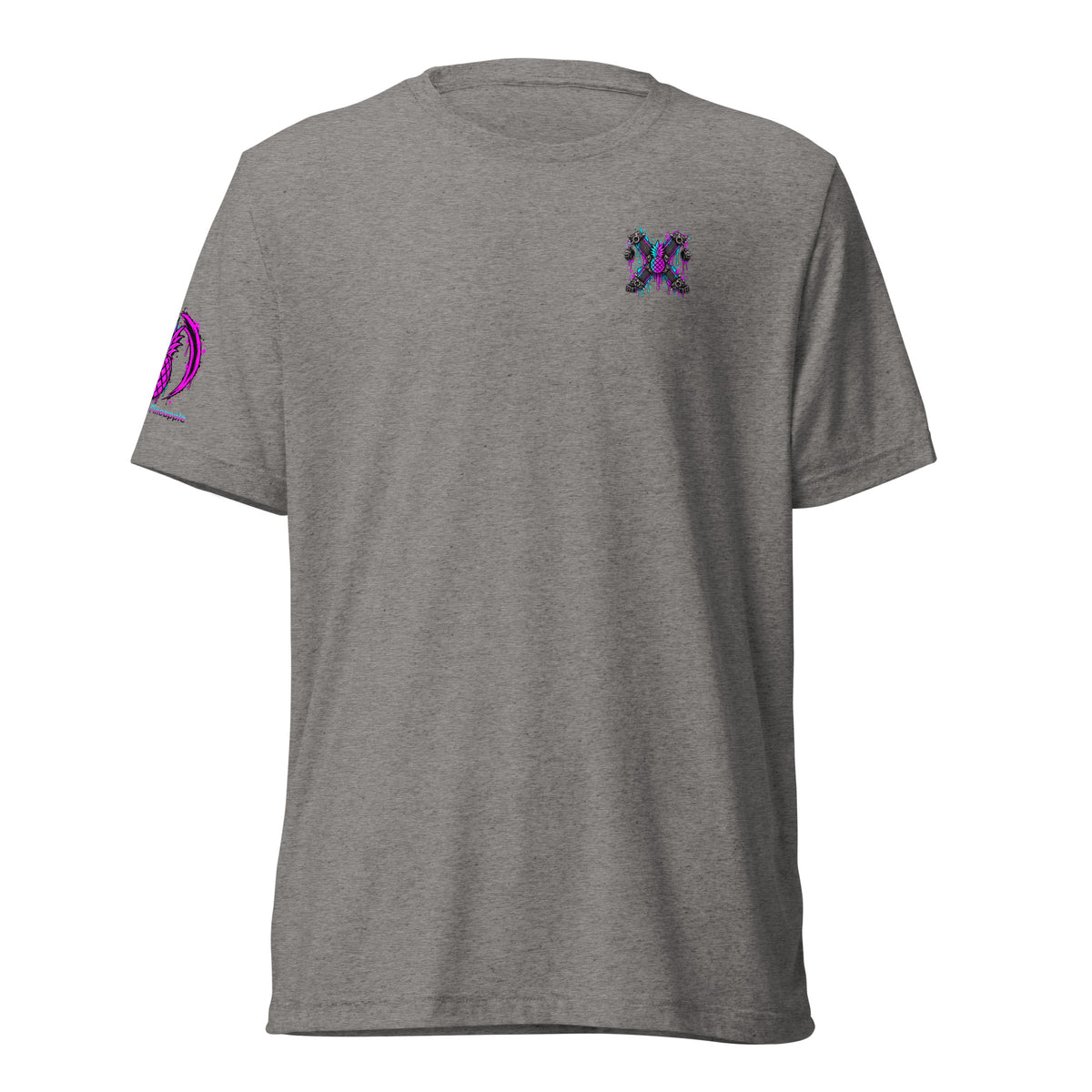 Stay Strapped and Get Clapped colorful soft tee in Grey Triblend