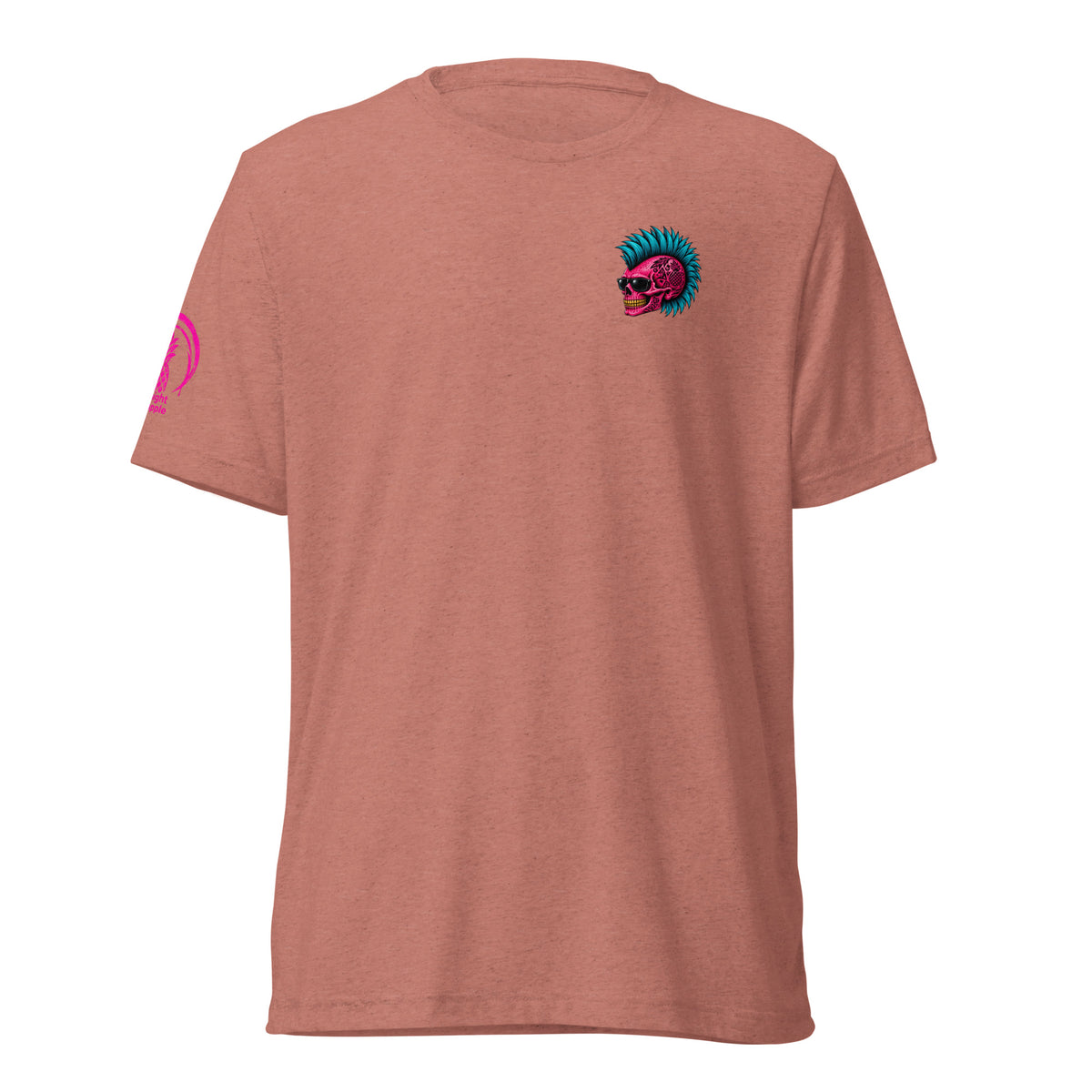 Pineapple State of Mind neon skull soft tee in Mauve Triblend