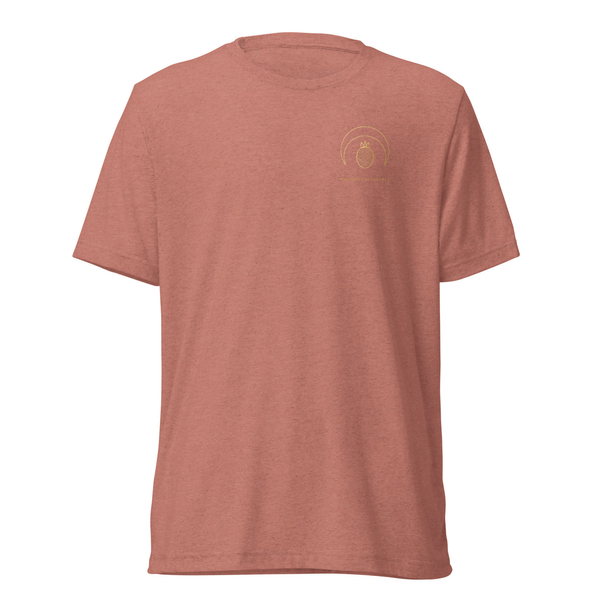 Midnight Pineapple gold logo soft tee in Mauve Triblend