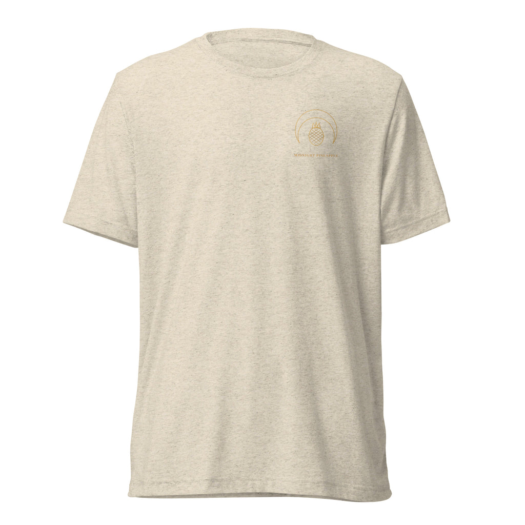 Midnight Pineapple gold logo soft tee in Oatmeal Triblend