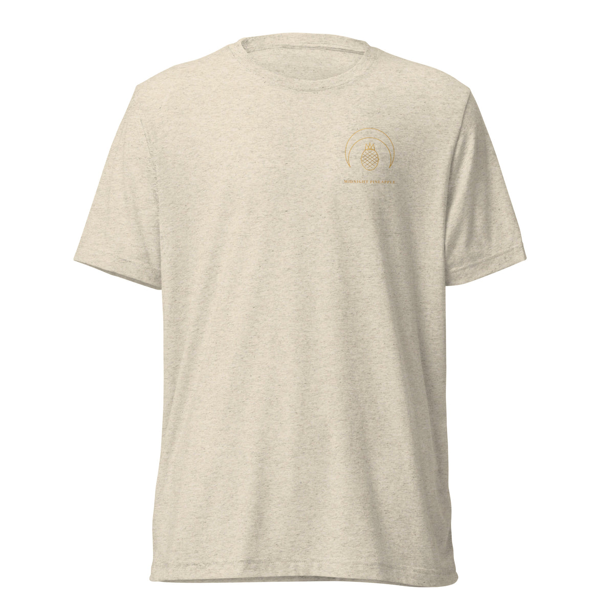 Midnight Pineapple gold logo soft tee in Oatmeal Triblend