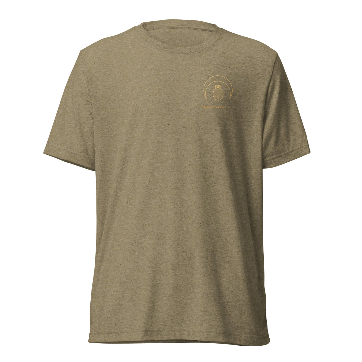Midnight Pineapple gold logo soft tee in Olive Triblend