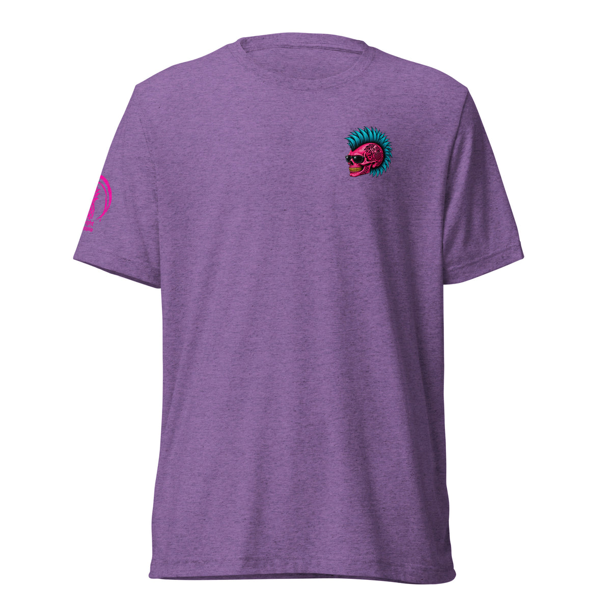 Pineapple State of Mind neon skull soft tee in Purple Triblend