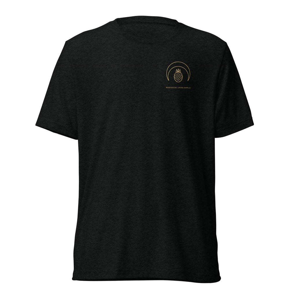 Midnight Pineapple gold logo soft tee in Solid Black Triblend