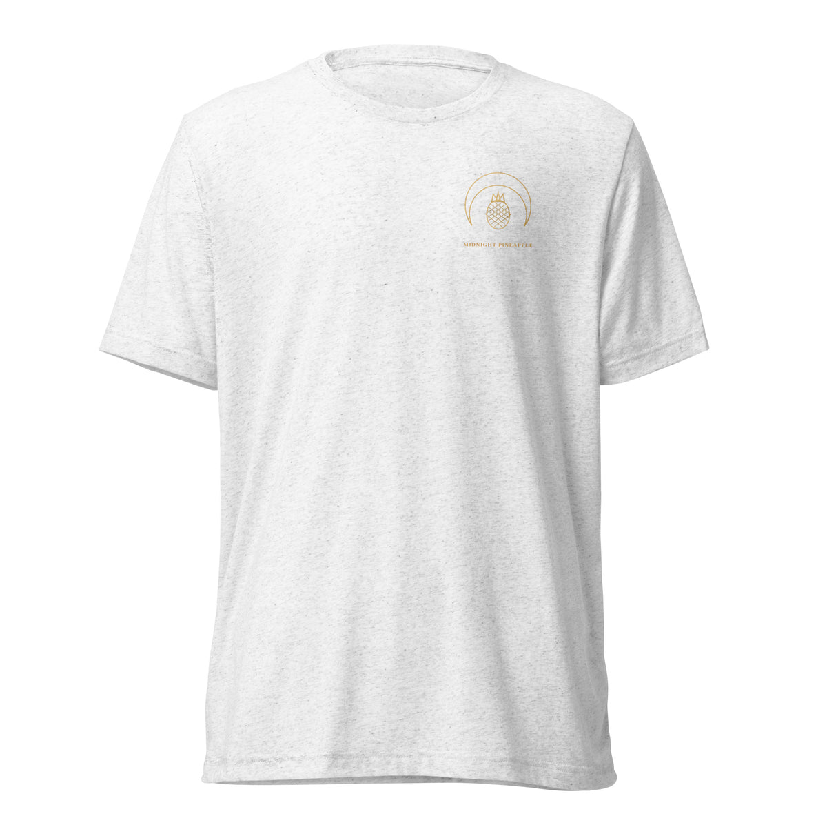 Midnight Pineapple gold logo soft tee in Solid White Triblend