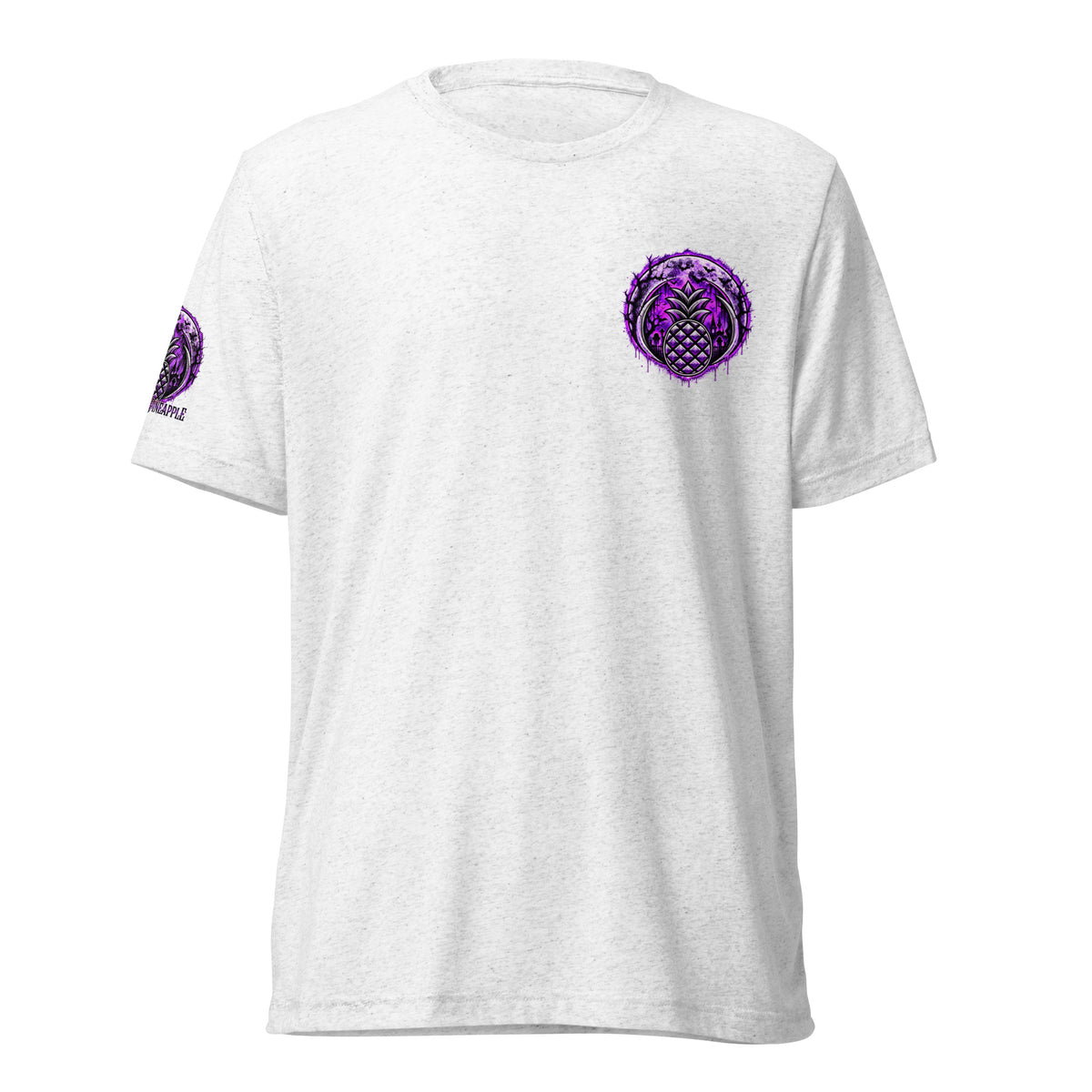 Purple Midnight Halloween pineapple tee in Solid White Triblend