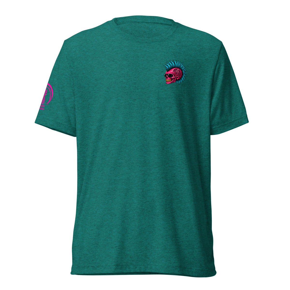 Pineapple State of Mind neon skull soft tee in Teal Triblend