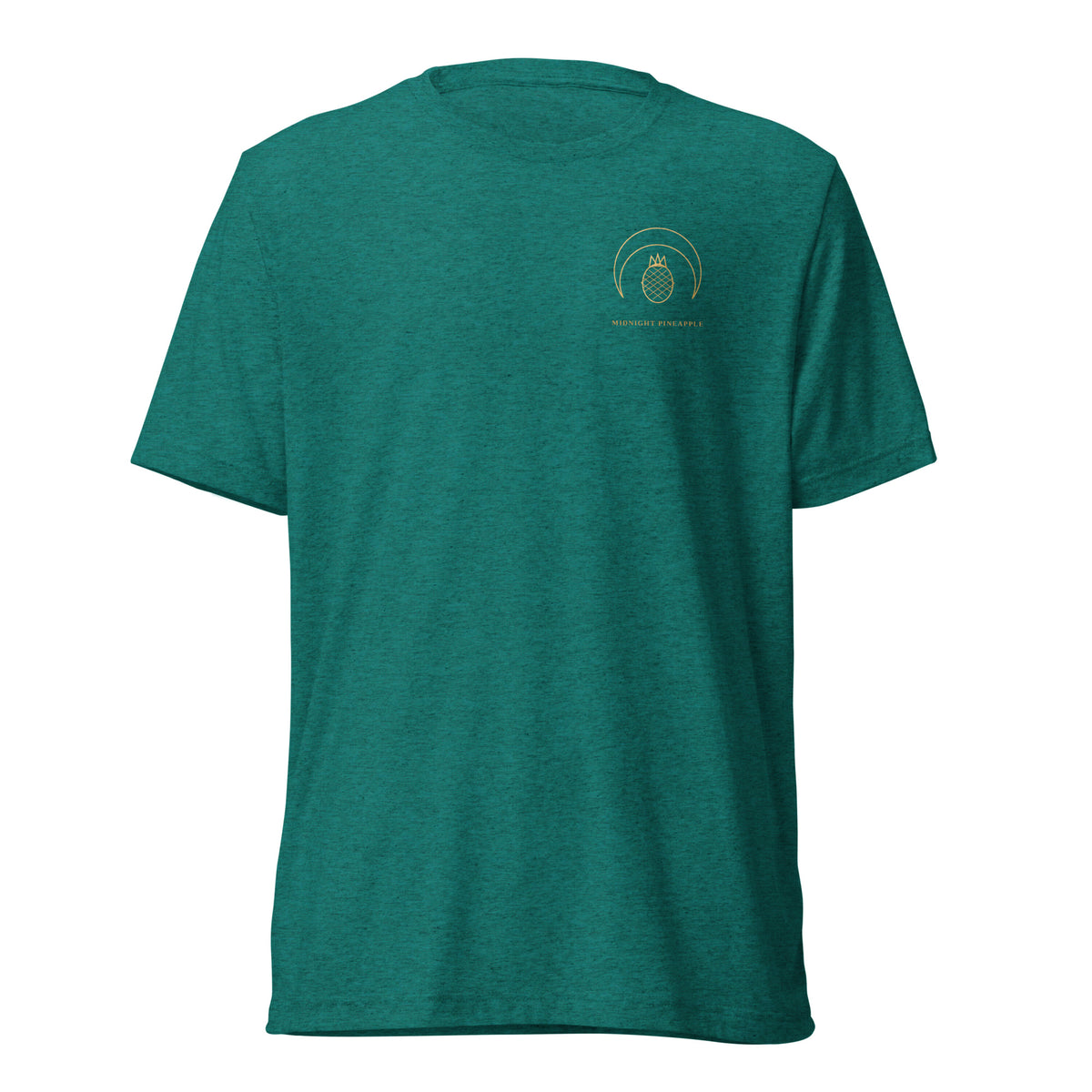 Midnight Pineapple gold logo soft tee in Teal Triblend