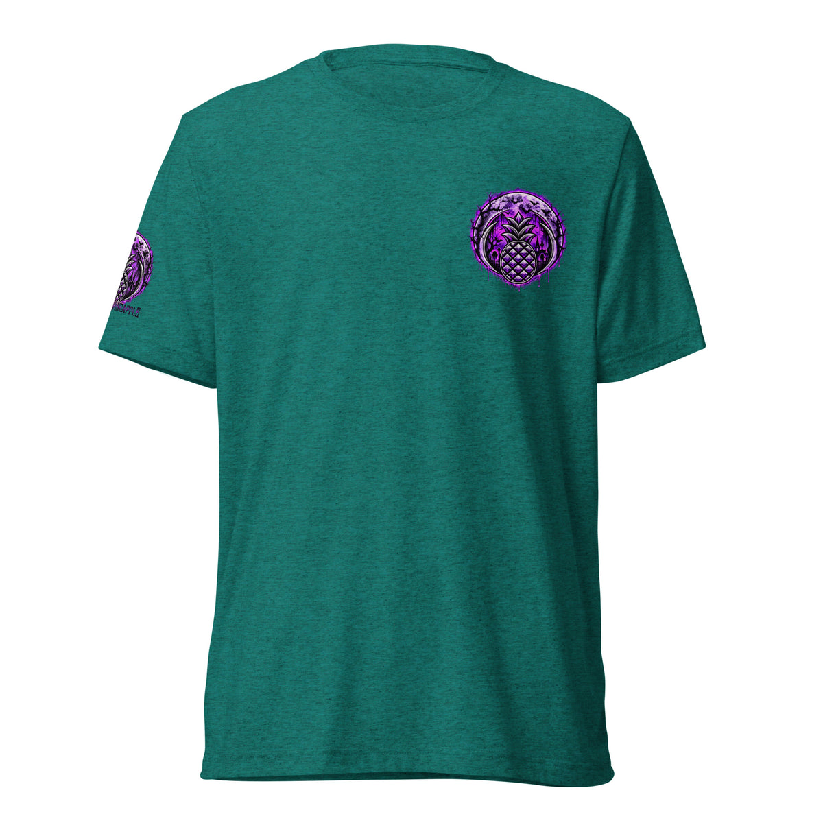 Purple Midnight Halloween pineapple tee in Teal Triblend