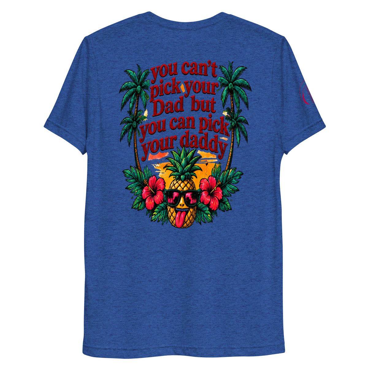 Pick Your Daddy retro pineapple soft tee in True Royal Triblend