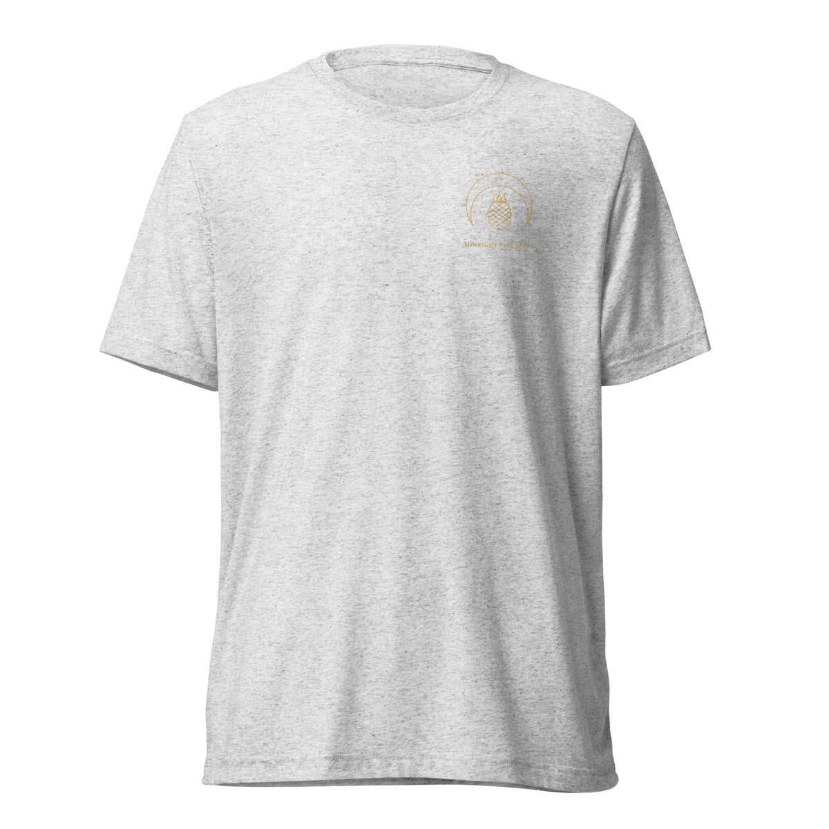 Midnight Pineapple gold logo soft tee in White Fleck Triblend